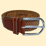 Bassin and Brown Chevron Woven Belt - Light Brown/White