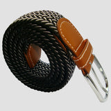 Bassin and Brown Chevron Stripe Woven Belt - Black