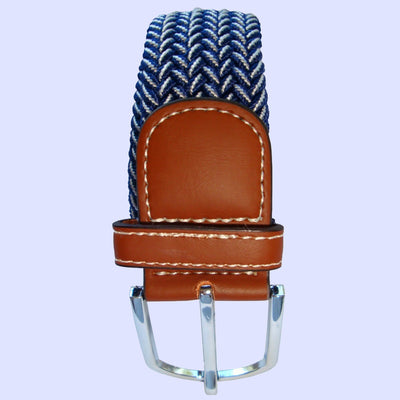Bassin and Brown Chevron Woven Elasticated Belt - Navy and White