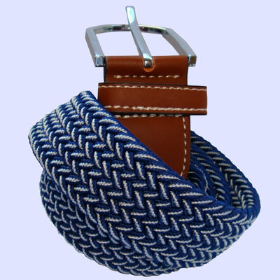 Bassin and Brown Chevron Woven Elasticated Belt - Navy and White