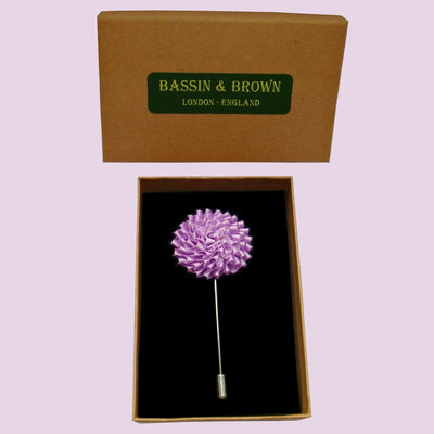 Bassin and Brown Lilac Chrysanthemum Flower Jacket Lapel Pin