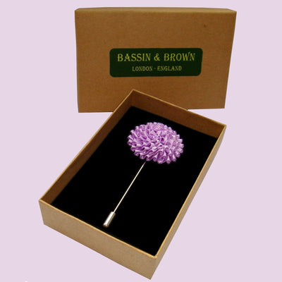Bassin and Brown Lilac Chrysanthemum Flower Jacket Lapel Pin