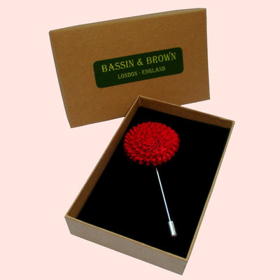 Bassin and Brown Red Chrysanthemum Flower Jacket Lapel Pin