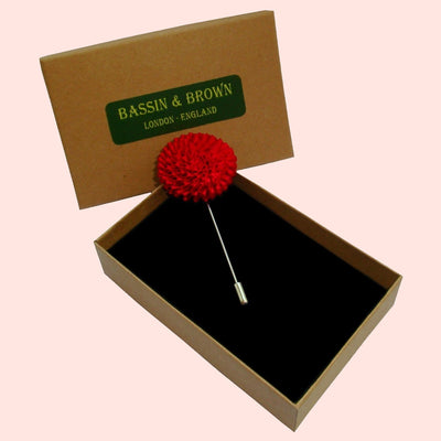 Bassin and Brown Red Chrysanthemum Flower Jacket Lapel Pin
