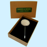 Bassin and Brown White Chrysanthemum Flower Jacket Lapel Pin