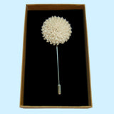 Bassin and Brown White Chrysanthemum Flower Jacket Lapel Pin