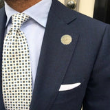 Bassin and Brown White Chrysanthemum Flower Jacket Lapel Pin
