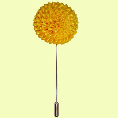 Bassin and Brown Chrysanthemum Flower Jacket Lapel Pin - Yellow