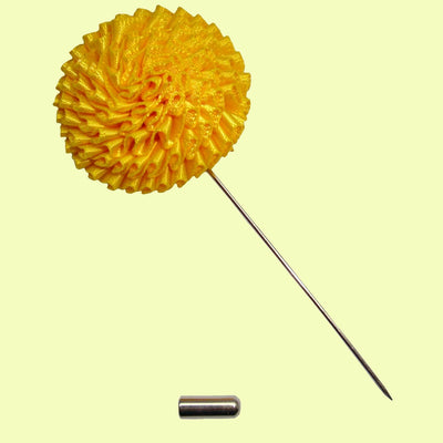 Bassin and Brown Chrysanthemum Flower Jacket Lapel Pin - Yellow