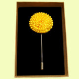 Bassin and Brown Chrysanthemum Flower Jacket Lapel Pin - Yellow