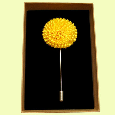 Bassin and Brown Chrysanthemum Flower Jacket Lapel Pin - Yellow