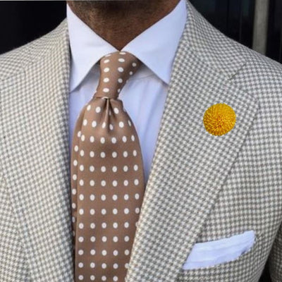 Bassin and Brown Chrysanthemum Flower Jacket Lapel Pin - Yellow
