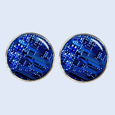 Bassin and Brown Circuit Board Cufflinks - Blue