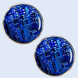 Bassin and Brown Circuit Board Cufflinks - Blue