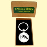 Bassin and Brown  -Cow Keyring - Black/White