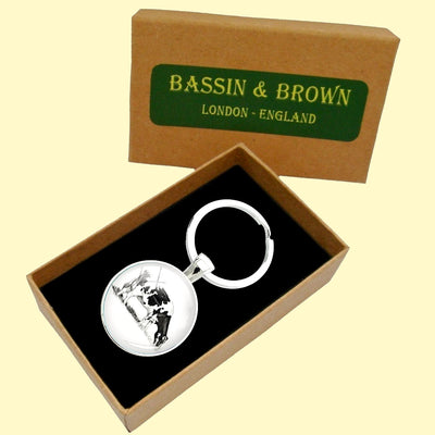 Bassin and Brown  -Cow Keyring - Black/White