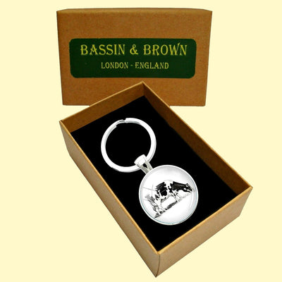 Bassin and Brown  -Cow Keyring - Black/White
