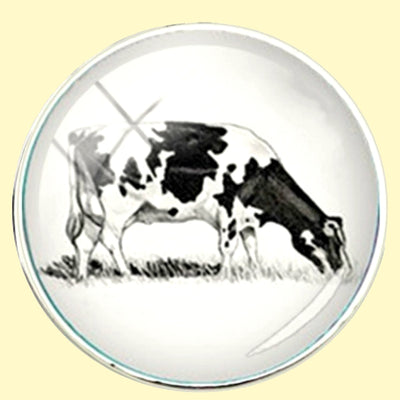 Bassin and Brown  -Cow Keyring - Black/White