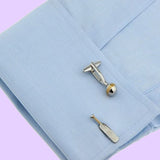 Bassin and Brown Cricket Bat and Ball Cufflinks - Silver and Gold