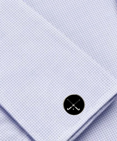 Bassin and Brown Crossed Hockey Sticks Cufflinks - Black and White
