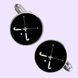 Bassin and Brown Crossed Hockey Sticks Cufflinks - Black and White