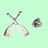 Bassin and Brown Crossed Rowing Oars Jacket Lapel Pin - Silver