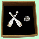 Bassin and Brown Crossed Rowing Oars Jacket Lapel Pin - Silver