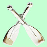 Bassin and Brown Crossed Rowing Oars Jacket Lapel Pin - Silver