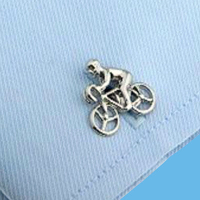 Bassin and Brown Cyclist Cufflinks - Silver