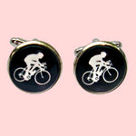 Bassin and Brown Cycling Cufflinks - Black and White