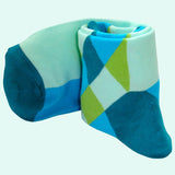 Bassin and Brown Diamond Check Sock - Blue, Green and Teal
