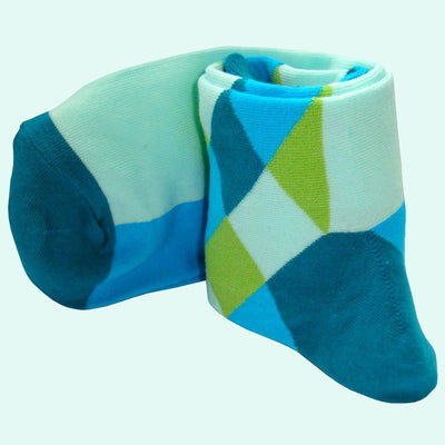 Bassin and Brown Diamond Check Sock - Blue, Green and Teal