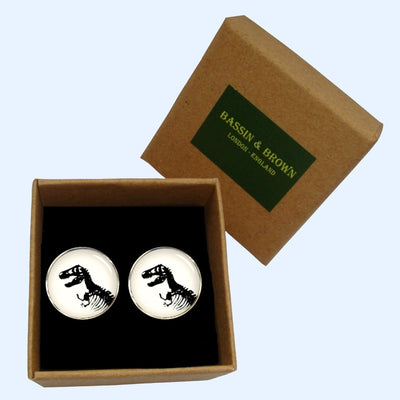 Bassin and Brown Dinosaur Cufflinks - White and Black