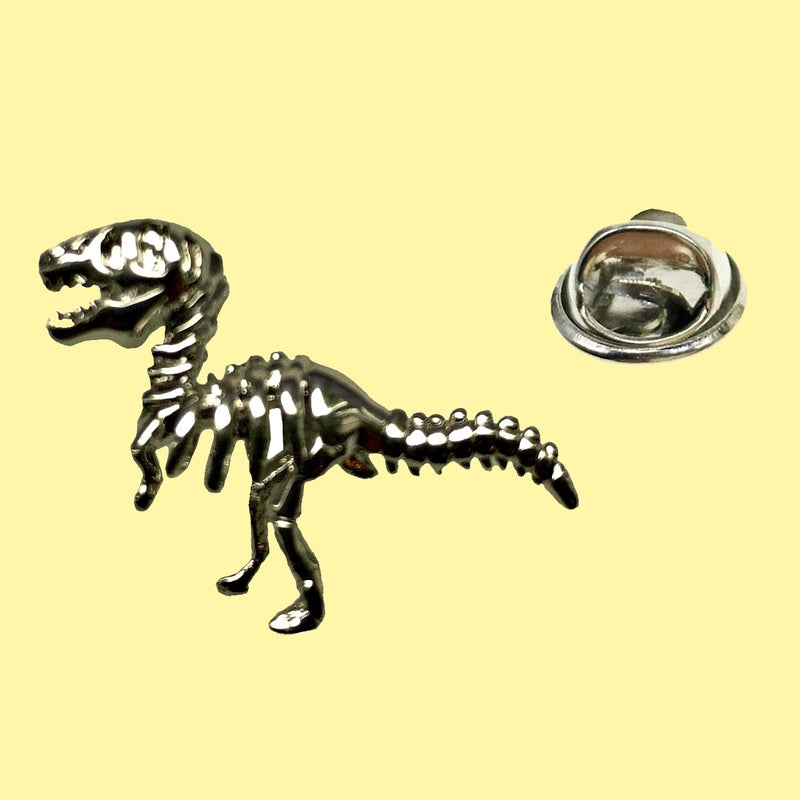 Bassin and Brown Dinosaur Jacket Lapel Pin - Silver