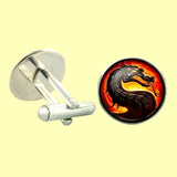 Bassin and Brown Dragon Cufflinks - Black/Gold/Red