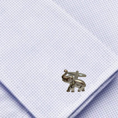 Bassin and Brown Elephant Cufflinks - Silver