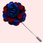 Bassin and Brown Floral Jacket Lapel Pin - Blue and Wine