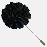 Bassin and Brown Flower Jacket Lapel Pin - Black