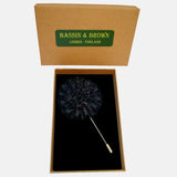 Bassin and Brown Flower Jacket Lapel Pin - Black