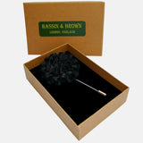 Bassin and Brown Flower Jacket Lapel Pin - Black