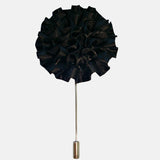 Bassin and Brown Flower Jacket Lapel Pin - Black
