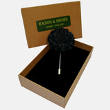 Bassin and Brown Flower Jacket Lapel Pin - Black