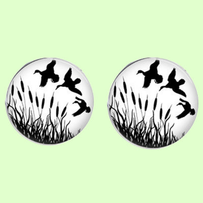 Bassin and Brown Flying Ducks Cufflinks - White/Black