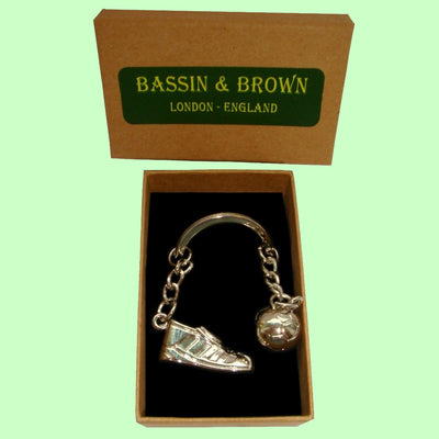 Bassin and Brown Silver Football Boot and Ball Keyring