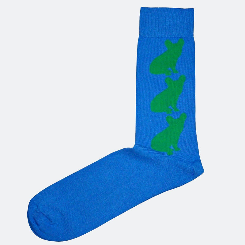 Bassin and Brown French Bulldog Bamboo Socks - Blue.Green