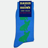Bassin and Brown French Bulldog Bamboo Socks - Blue.Green