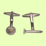 Bassin and Brown Silver Golf Ball and Tee Cufflinks