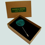 Bassin and Brown Green Rose Jacket Lapel Pin - 5cm Diameter