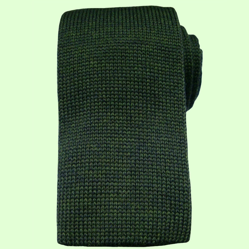 Bassin and Brown Plain Knitted Wool Tie Green