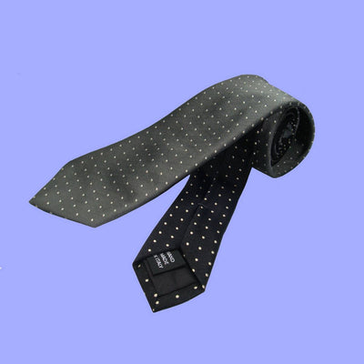 Bassin and Brown Spot Woven Silk Tie  - Grey and Black